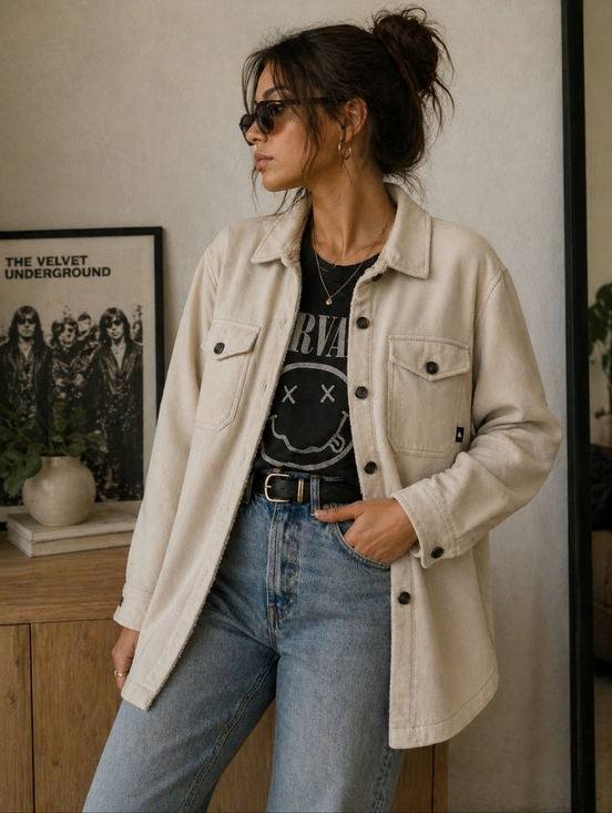 Jackets & Blazers - Woods | Cream Overshirt Jacket, Size M